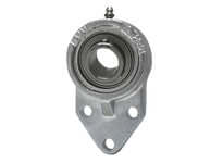 1-15/16 in Set Screw 3-Bolt Flange Bearing, Stainless Steel Ball Insert with Nickel-Plated Cast Iron Housing, Contact Seal, Relubrication, Washdown Ready, Single Unit Each