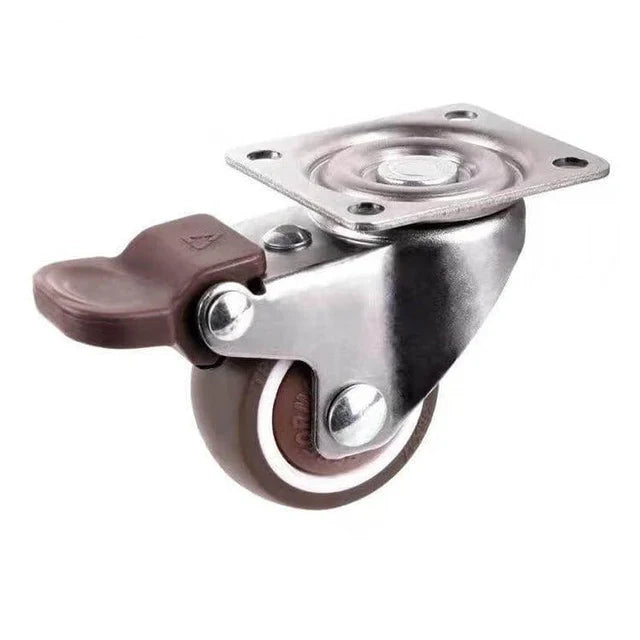 1"inch M6 Threaded Stem Caster Wheel 50Lbs Load TPE Elastic Rubber Wheel - Brakes