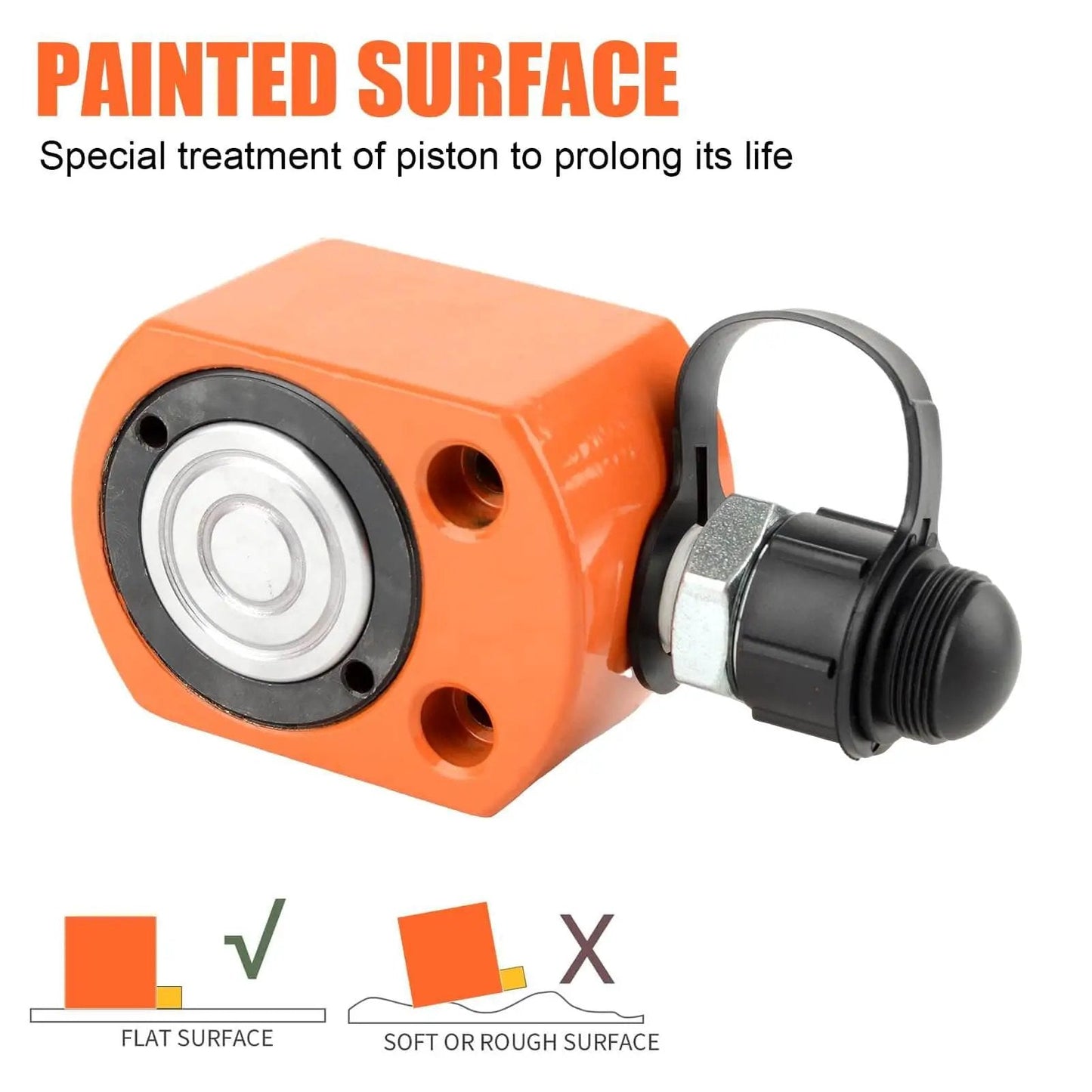 Heavy Duty 10 Ton Hydraulic Ram Jack Kit With Porta Power Lifting Cylinders, orange housing, painted surface view