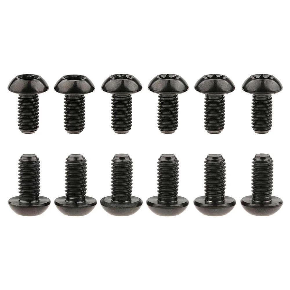 12 Pcs M5x10 Titanium Torx Bolts for Bicycle Disc Brake Rotors Made from Grade 5 6AL 4V Titanium Alloy Featuring T25 Torx Head Lightweight High Strength Black Finish Compatible with Most Bike Disc Brake Systems