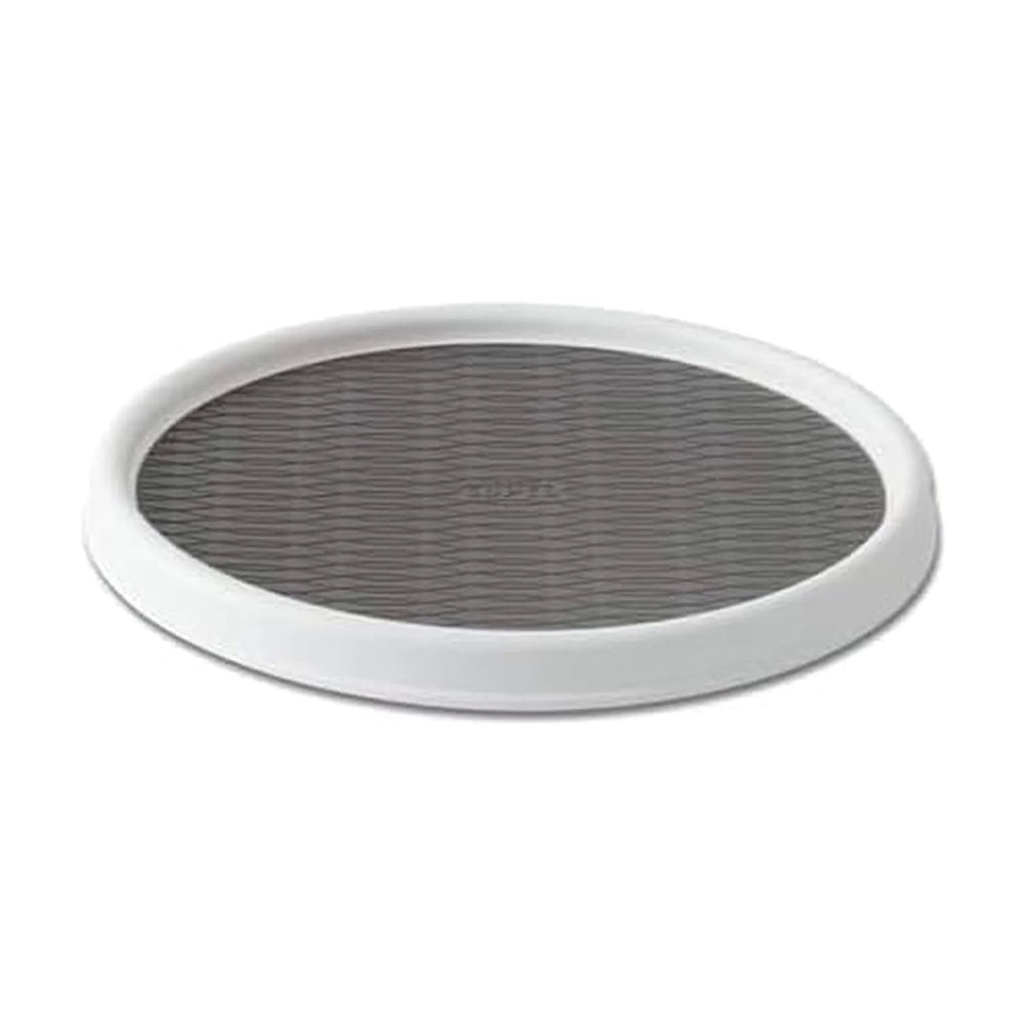 12 Inch Non Skid Pantry Lazy Susan Turntable, White and Gray Rotating Organizer with Rimmed Edge for Cabinets, Refrigerator, Bathroom and Craft Storage