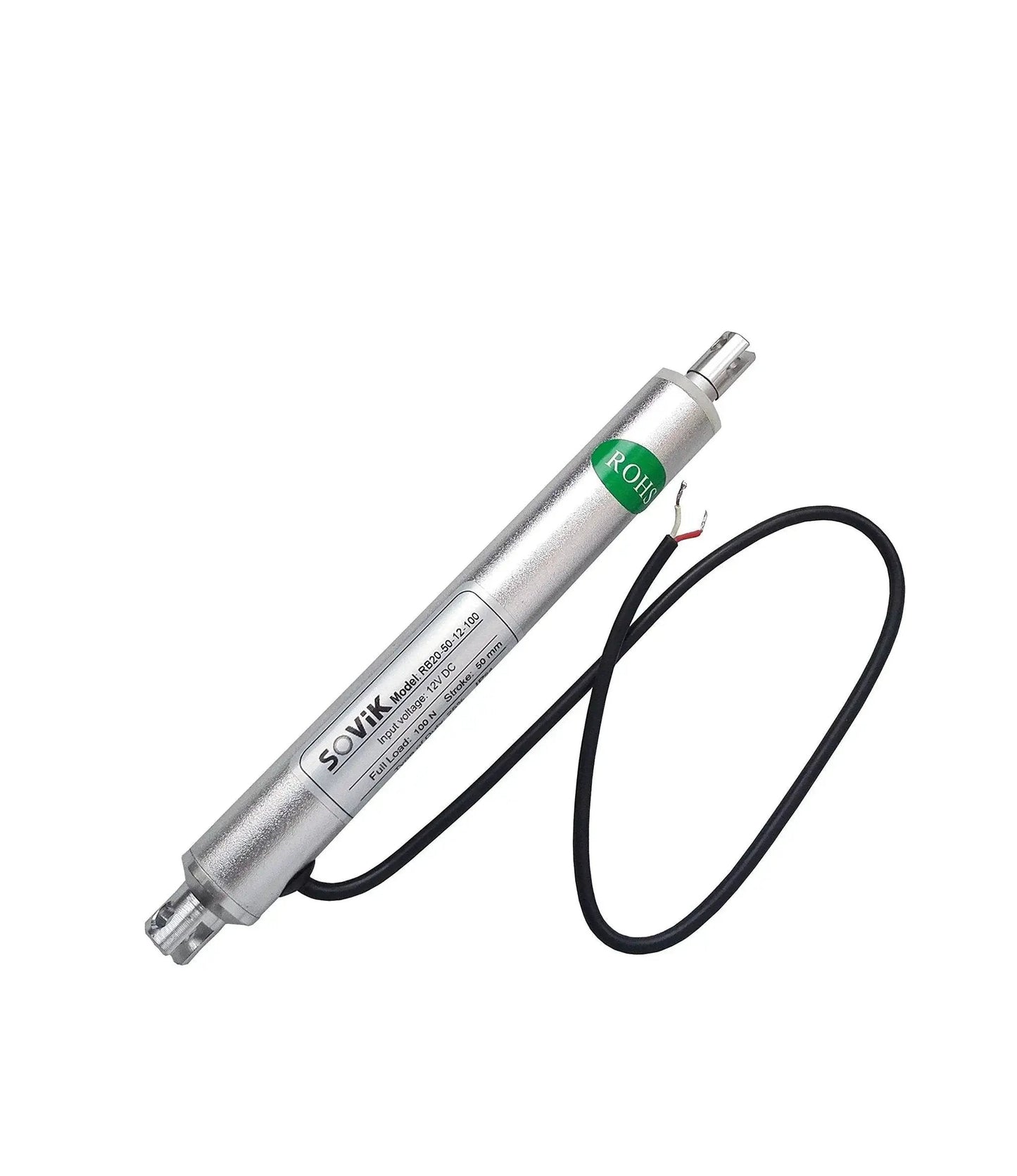 12V Micro Linear Actuator With 2 Inch Stroke, 44 Lb Maximum Lift, 0.8 Inch Round Tube Diameter, Built In Internal Limit Switch