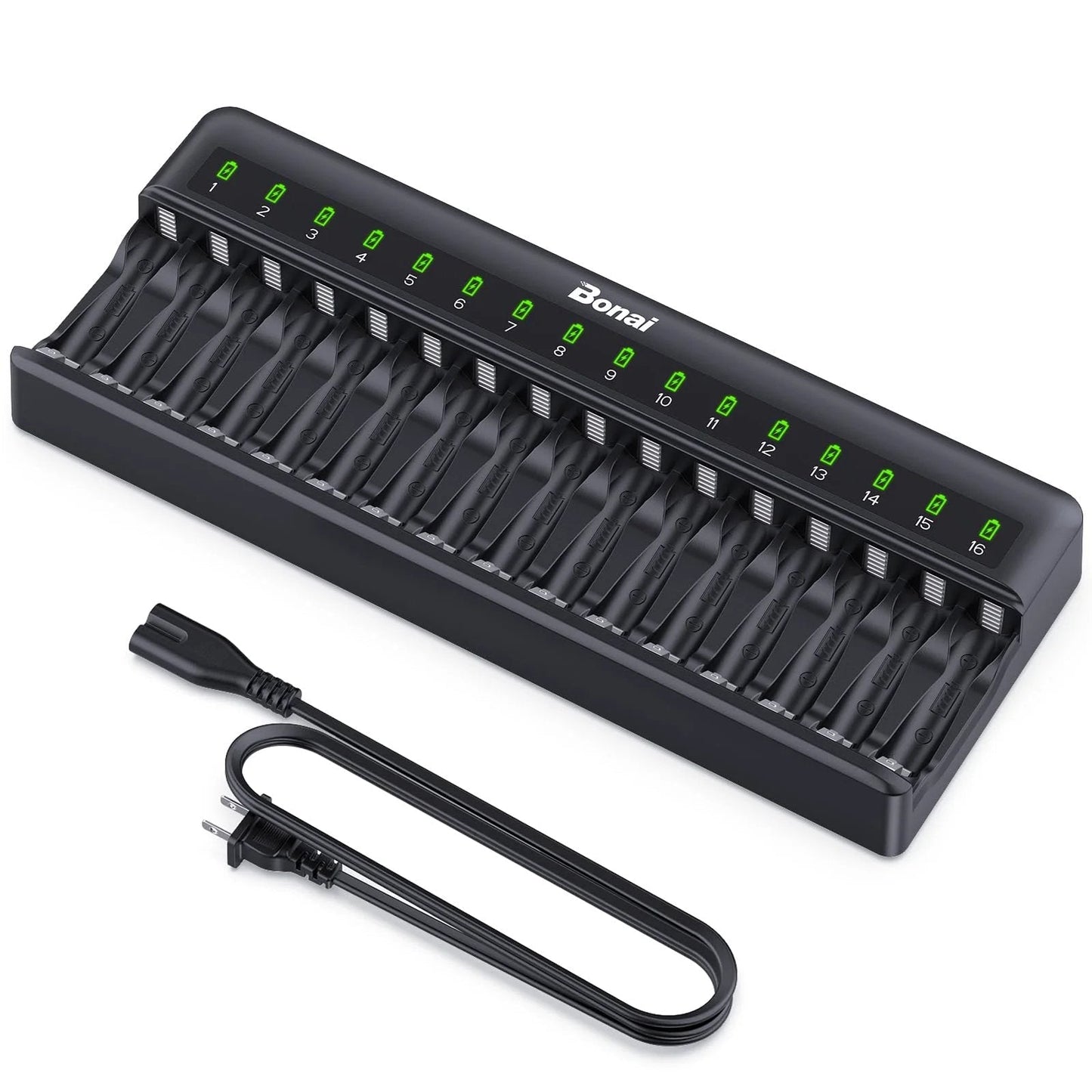 16 Bay AA AAA NiMH Battery Charger With Independent Channels And LED Indicators