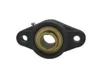 Front view of UCNFL207-23MZ2B 1-7/16 in (36.51 mm) Wide Set Screw 2-Bolt Flange Single Unit with Zinc Insert and Black Plastic Housing