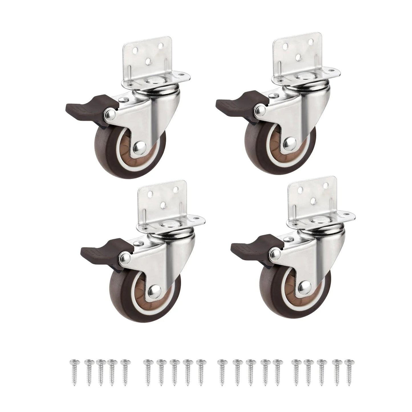 4 Pack 2 Inch Side Mount Rubber Casters With Brakes Ball Bearing 360 Degree Swivel Plate Casters For Furniture Baby Beds Kitchen Cabinets And Tables Load Capacity Up To 600 Lbs Floor Protective Quiet Operation
