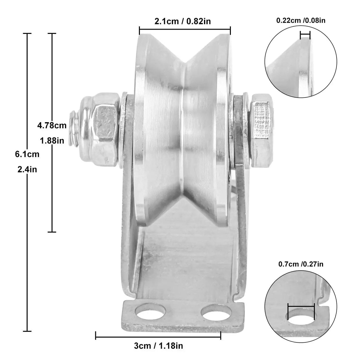 4 Pack 2 Inch V Groove Wheel Pulley Set In 201 Stainless Steel With Screws, 880 Lbs Load Capacity Silent Bearing dimensions