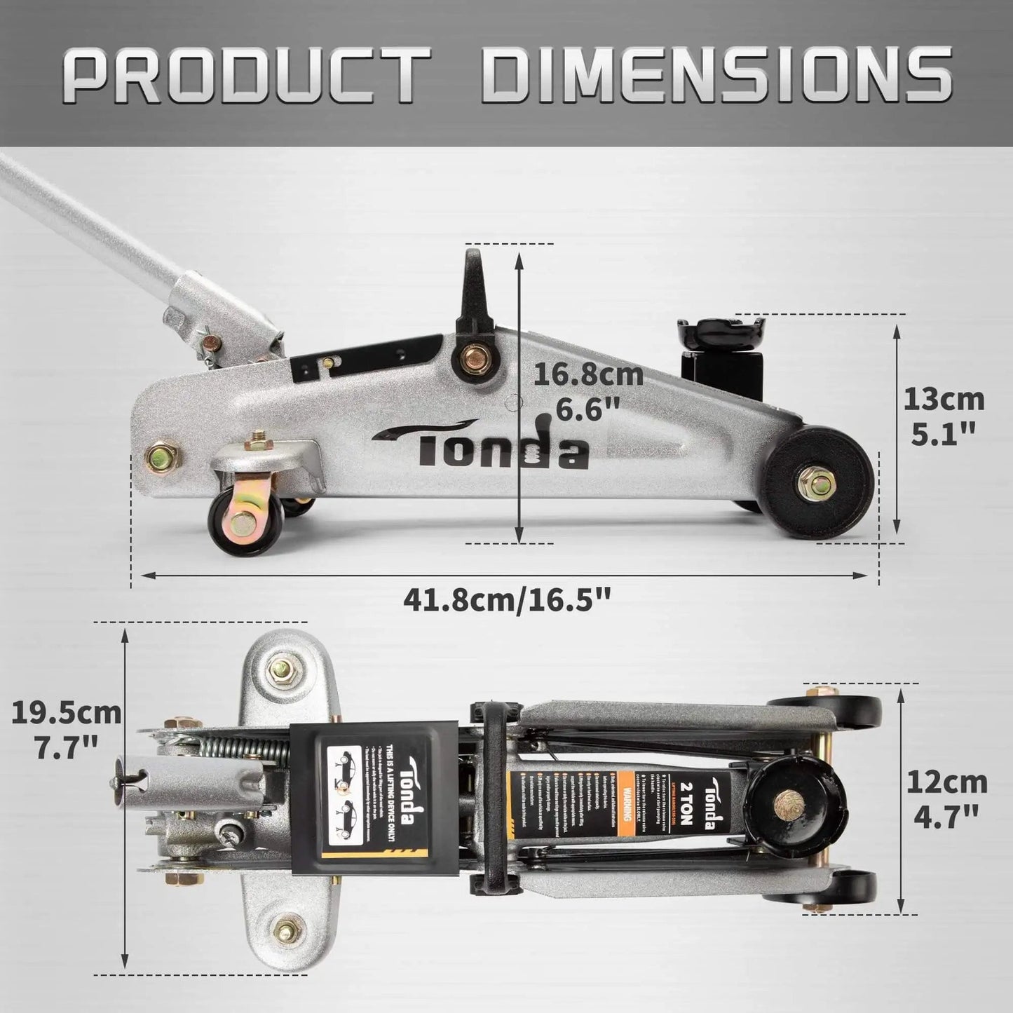 Heavy Duty 2 Ton Floor Jack With Safe Hydraulic Lift For Cars Portable Car Jack 4.9 To 11.8 Inch Lift 3800 Lb Capacity Dimensions