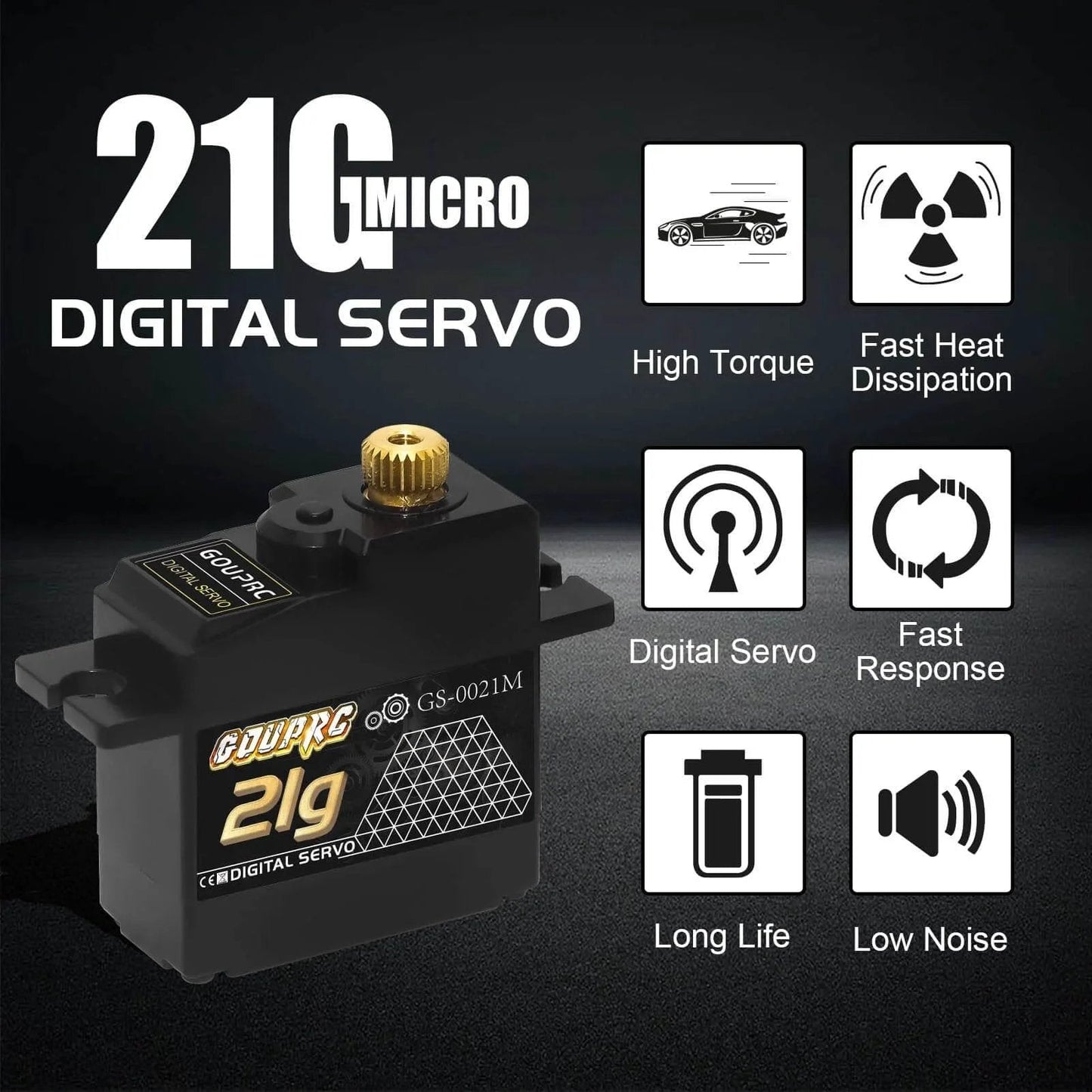 21G Micro Mini Digital Servo of Metal Gears with 25T Servo Horn for 1/14 1/16 RC Crawler Car Upgrade Servo Parts Model Boat Airplane Robot (1PC)