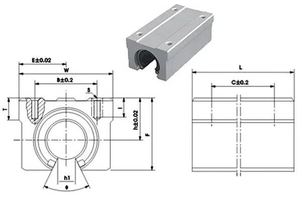 25mm Bearing Twin Block Slide unit Open Linear Motion