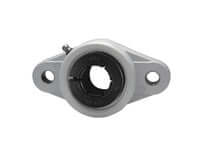 25mm Accu-Loc 2-Bolt Flange Thermoplastic Housing White Sealed Ball Bearing Concentric Collar Relubrication Contact Seal Slinger 212F Food Grade Single Unit Pillowblock Compatible Linear Slide Conveyor