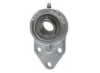 Front view of Single 15mm Flange Housing, Stainless Steel Nickel-Plated 3-Bolt Set-Screw Mount for Compact Shaft Support