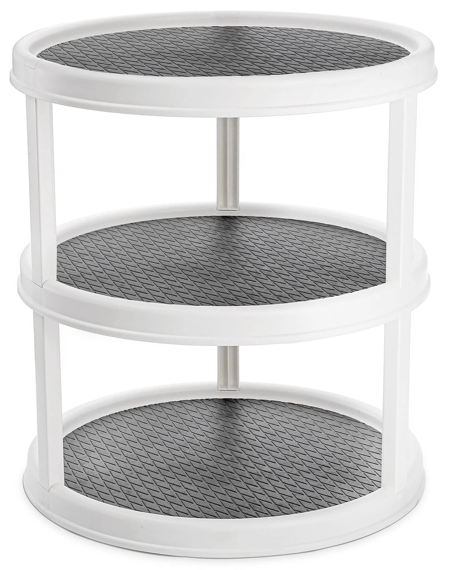 3 Tier Lazy Susan Turntable 12 Inch Round Rotating Kitchen Spice Organizer Non Skid Storage Container Grey Ideal For Pantry Cabinets Fruit Snacks Cosmetics And Bathroom Organization