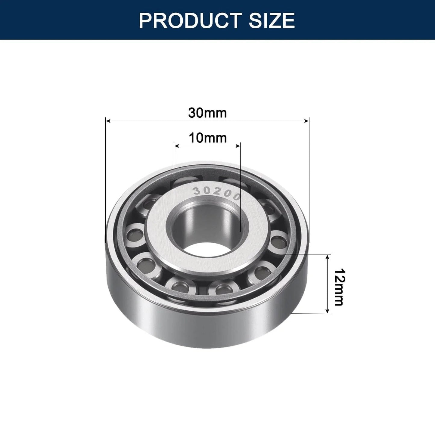 2 Pack 30200 Tapered Roller Bearing Cone and Cup Set, 10mm Bore 30mm OD 12mm Cup Width, Chrome Steel Wheel Bearings, ABEC-3