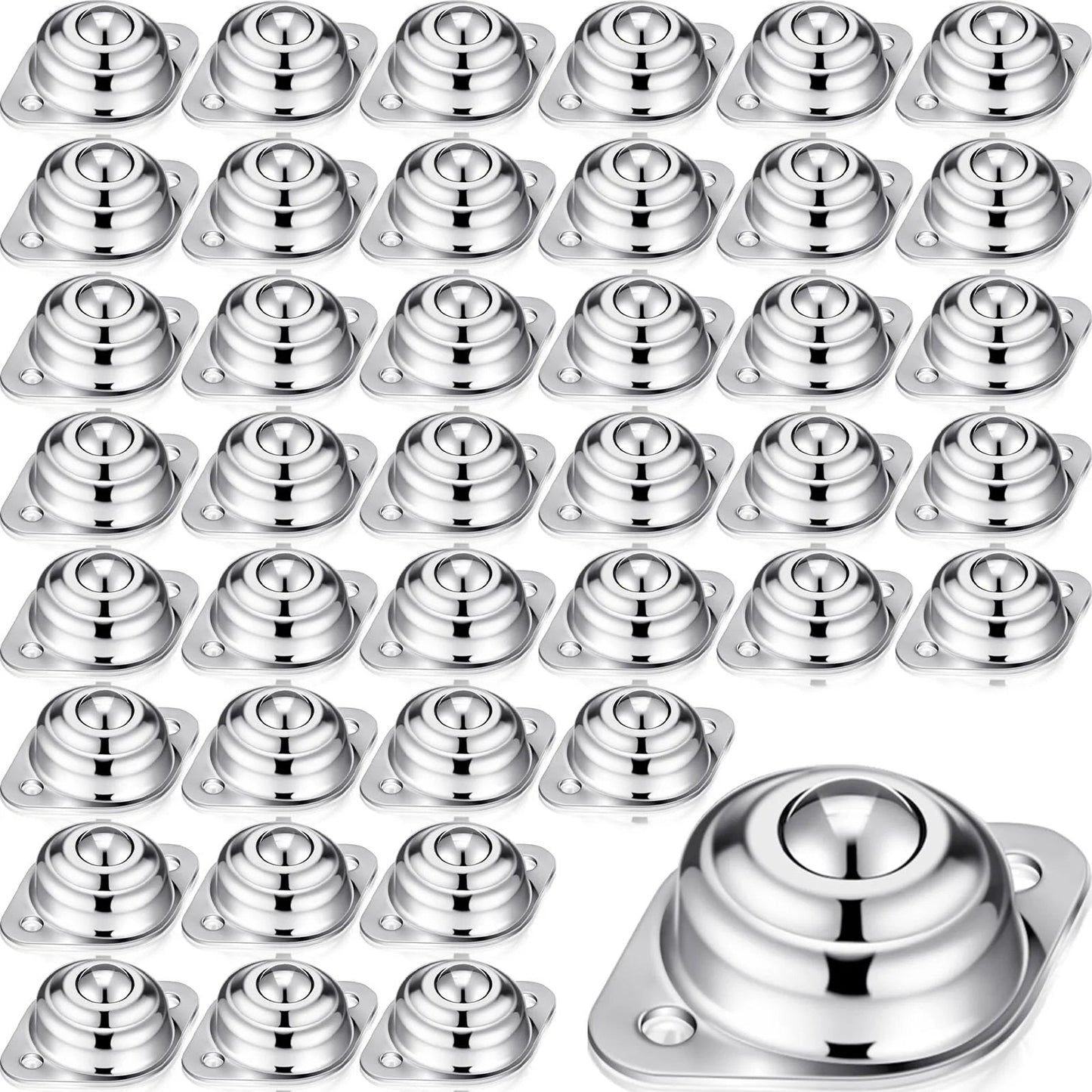 30 Pcs Roller Ball Transfer Bearings Set In Carbon Steel For Universal Casters And Conveyor Roller Stand Applications, Round Ball Transfer Units For Transmission Systems And Furniture Use, One Half Inch