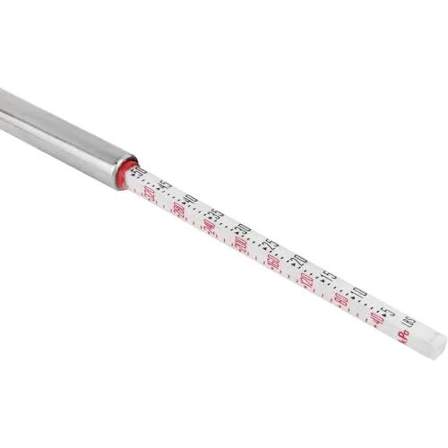 Close-up of Pencil Tire Pressure Gauge For Cars With Built In Deflator Valve Brass Construction That Reads In PSI And KPa
