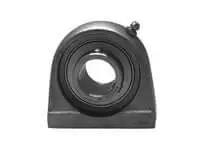 Front view of 12mm Stainless Steel Tap-Base Pillow Block with Set Screw Locking, Sealed Ball Bearing Insert for Washdown Use, 1/4-28 UNF Port