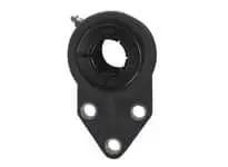 Front view of 35mm sealed ball bearing 3-bolt flange bracket unit, black thermoplastic housing, concentric locking collar, relubricatable.