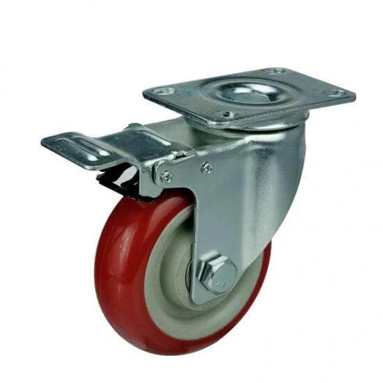 4" Caster Wheel 198 Lbs - Brake - PVC - Top Plate Mount