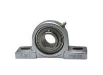40mm Set Screw Pillow Block with Stainless Steel Insert and Nickel-Plated Cast Housing, Single Unit MUCP208NP Equivalent, Sealed Ball Bearing for Linear Slide Applications and Shafts