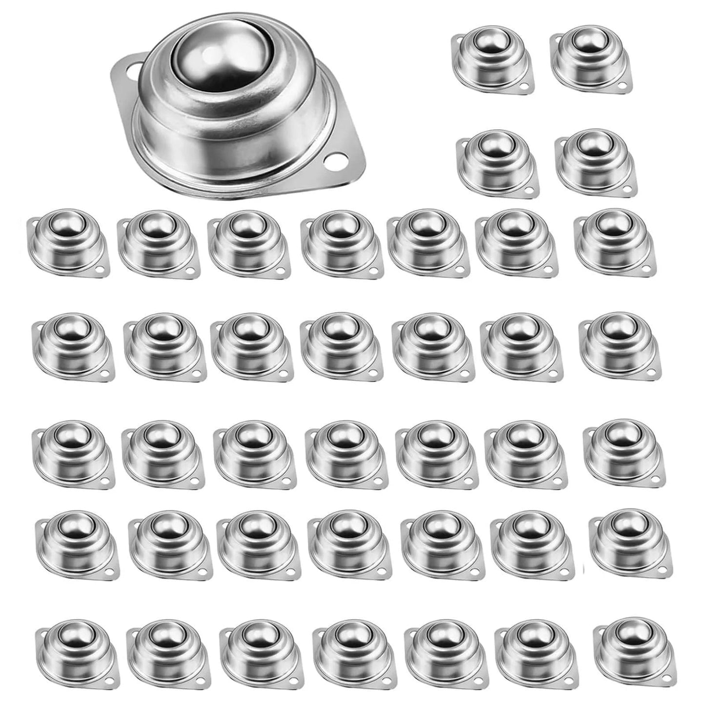 40 Pcs 1 Inch Carbon Steel Round Ball Transfer Units Universal Ball Casters for Conveyors Roller Stands and Transmission Systems with Smooth 360 Degree Rotation 400 lb Load