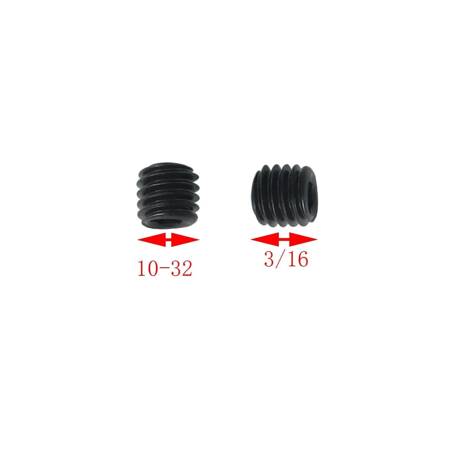 Close-up of 25-Piece Stainless Steel Socket Set Screw Kit With Allen Head Cup Point Black Oxide Finish 10-32 x 3/16 Inch Includes Hex Key Wrench