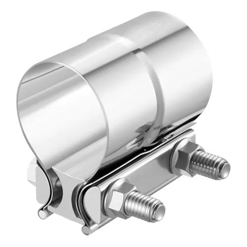 2 Inch Exhaust Clamp Lap Joint Band Clamp Stainless Steel For Pipes Mufflers And Catalytic Converters No Weld Easy Install 304 Stainless Band Zinc Plated M10 Bolt And Nut Gasket Aluminum I Block EVIL ENERGY