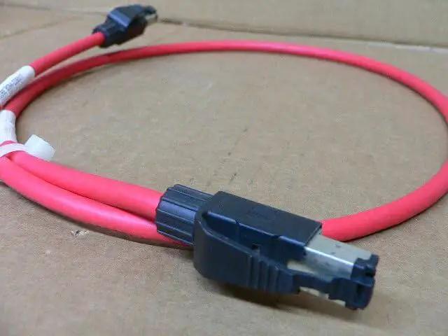 RKB0011/001 Signal Cable R911342086 single replacement for industrial motion control, shown with red cable and black connectors.