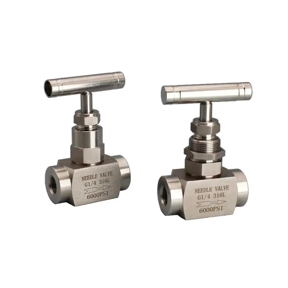 High Pressure Needle Valve Made From 304 316L Stainless Steel Through Plate Type With Female Threads For Instrumentation Systems