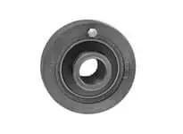 Front view of 120mm heavy-duty round cartridge unit with iron housing and set-screw lock, sealed ball design pillow block.