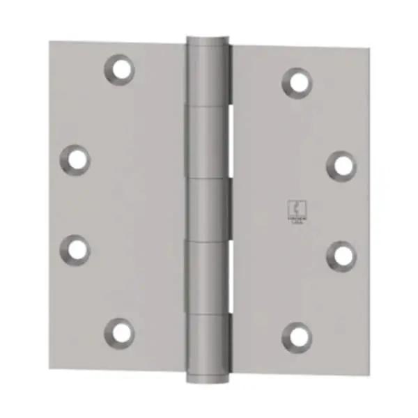 4.5 By 4.5 Full Mortise Five Knuckle Plain Bearing Hinge With Non Rising Removable Pin Button Tip And Plug Prime Coat Finish