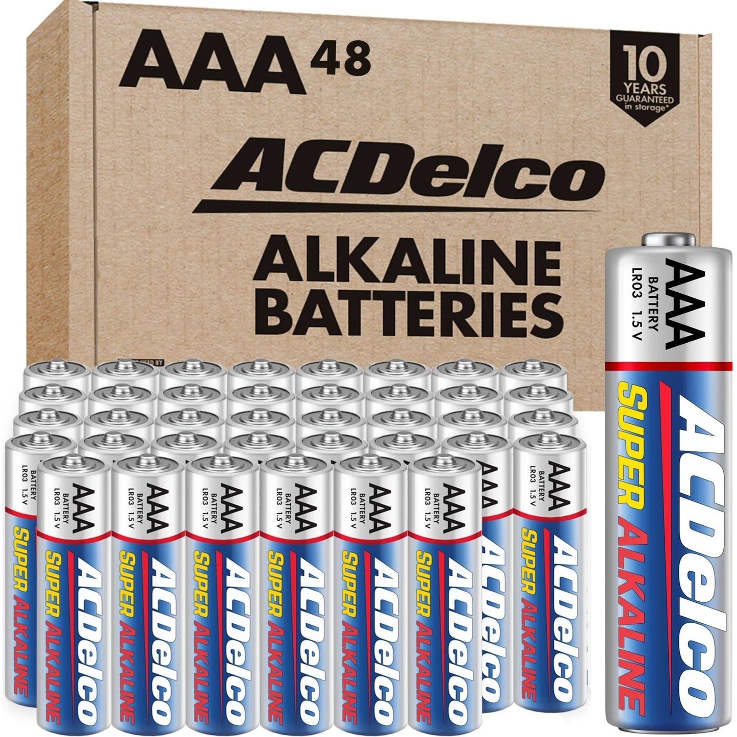 48 Pack AAA Alkaline Batteries Reclosable Packaging For Home Office Use