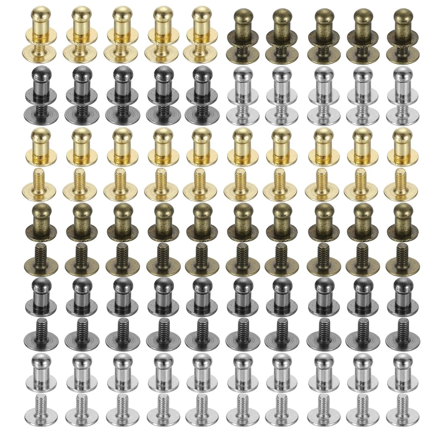 4mm Ball Head Button Rivets With Screw Back For Leather Craft DIY Handbag Belt 100 Pack In Four Colors Includes 25 Sets Per Color For Easy Durable Fastening And Stylish Nipple Rivet Details