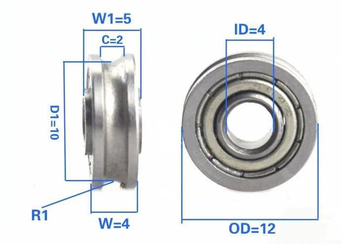 4x12x5mm U-Groove Pulley Ball Bearing