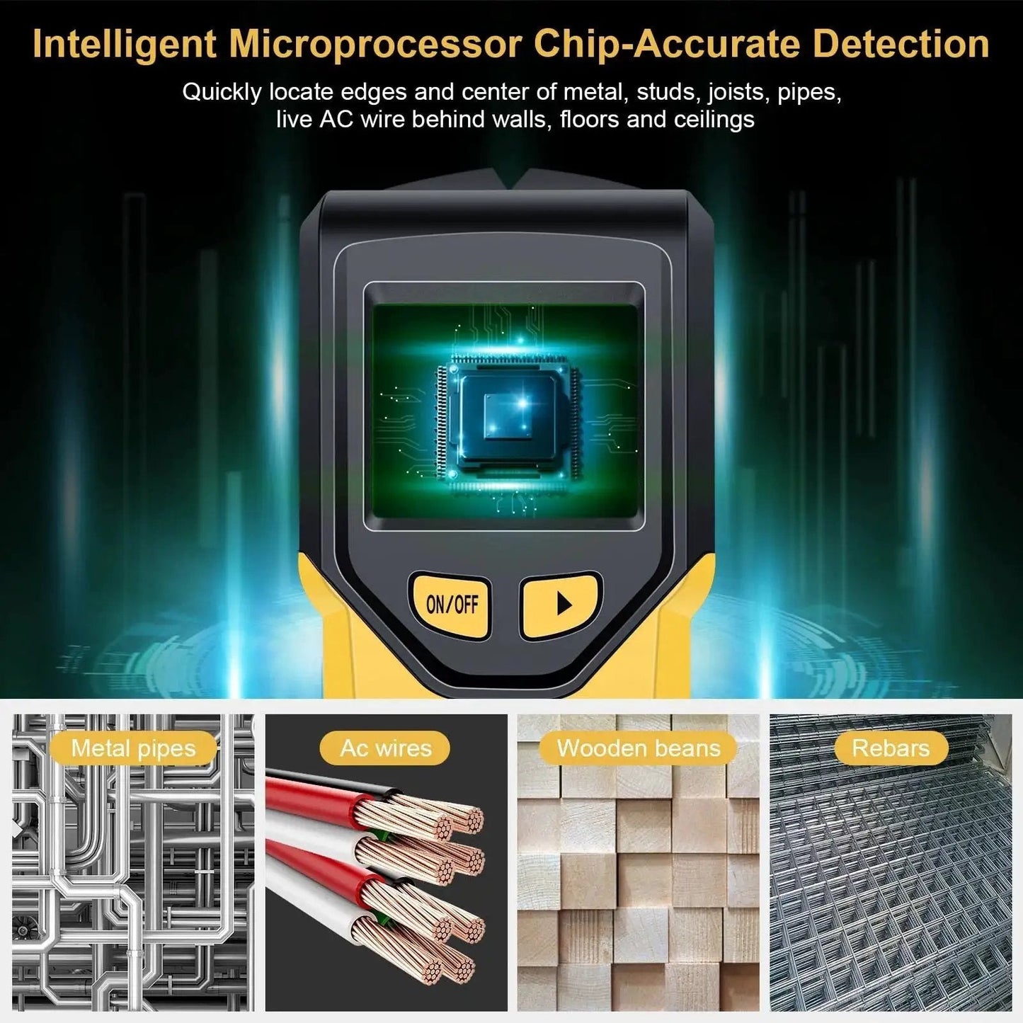 Discover safe, precise mounting with this 5 in 1 Stud Finder Wall Scanner featuring HD LCD display showing detection capabilities.