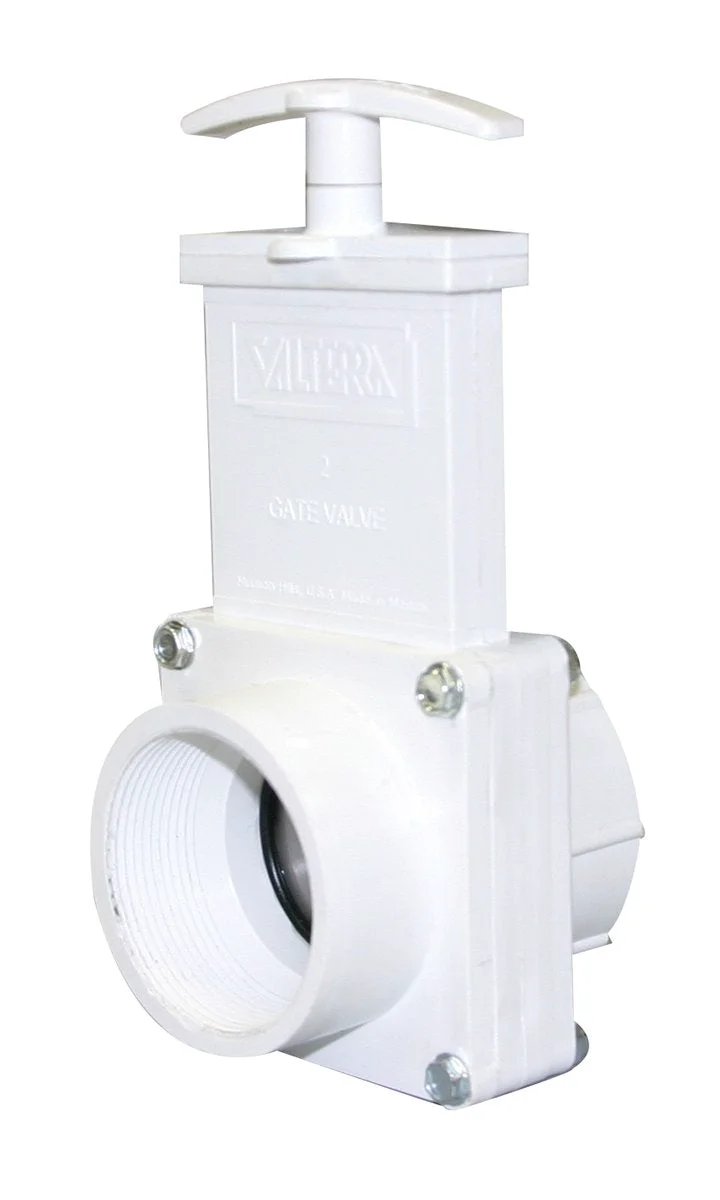 Easy Push Pull PVC Gate Valve 2 Inch FPT To Slip With Unrestricted Flow, Quick Shutoff For Liquids And Gases, White Durable Valve For RV, Boat, Plumbing, And Industrial Use, Valterra 4209.
