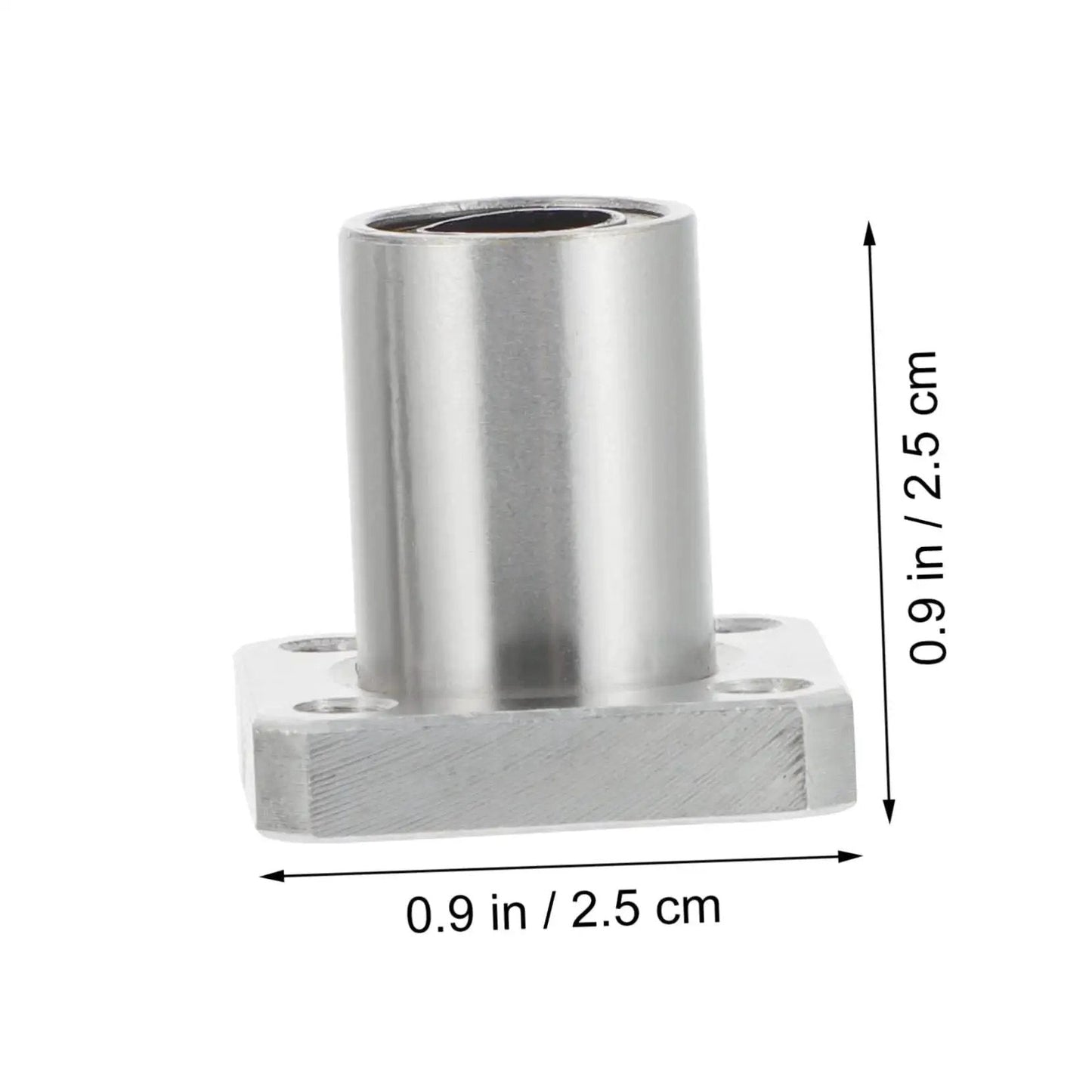 Two Pack Flange Linear Bearings for 3D Printers, steel circular flange bearing dimensions 0.9 in x 0.9 in, side view