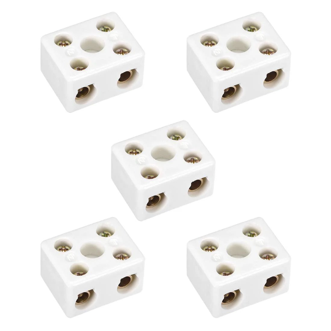 2 Way Ceramic Terminal Blocks For High Temp Electrical Wiring And Safe Wire Connections Porcelain Ceramic Connectors With 5 Holes 380V 25A Rating Heavy Duty Heat Resistant Design Easy Wire In 39 By 31.5 By 23 Mm 5 Pack