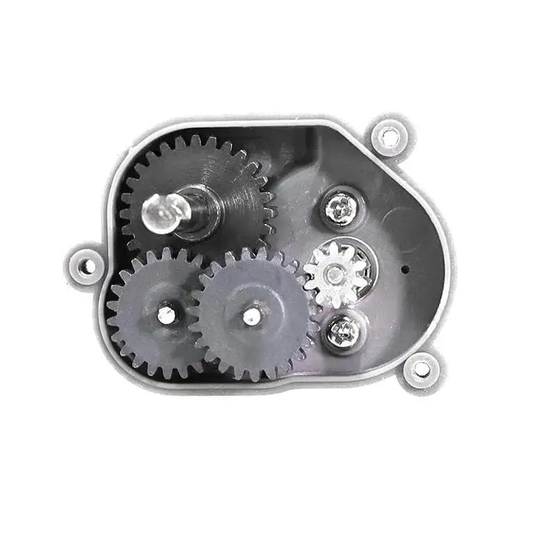 Interior view of Steel Transmission Gear Set Upgrade for 1/12 RC Cars showing gears and steel shaft in casing.