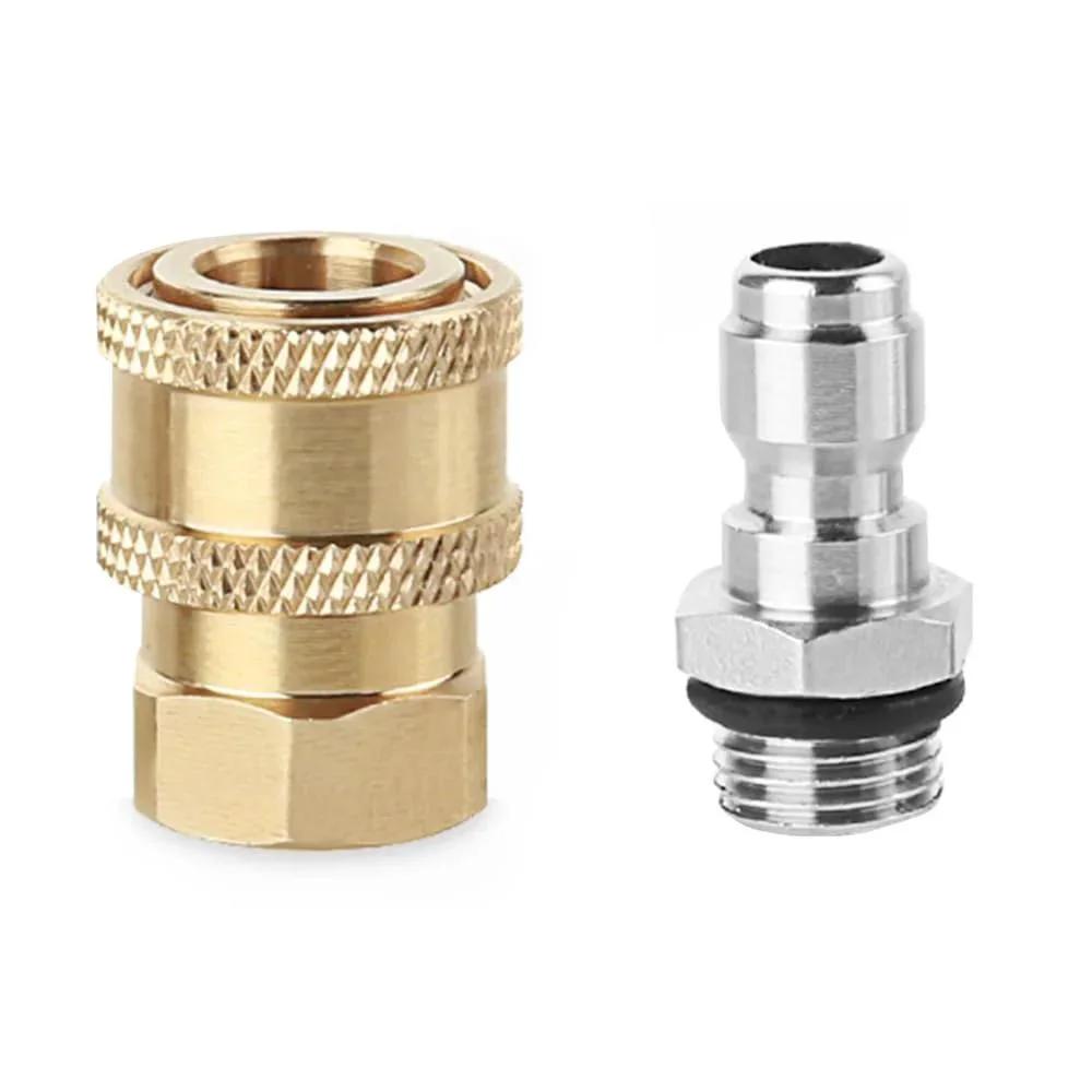 2 Pack Quick Connect Pressure Washer Adapters Set 1/4 Inch NPT Female to 1/4 Inch Plug Fittings for Gun to Hose Perfect for Patio Lawn Car Cleaning Car Wash Foam Bottle Sprayer Nozzle Easy Connect and Disconnect