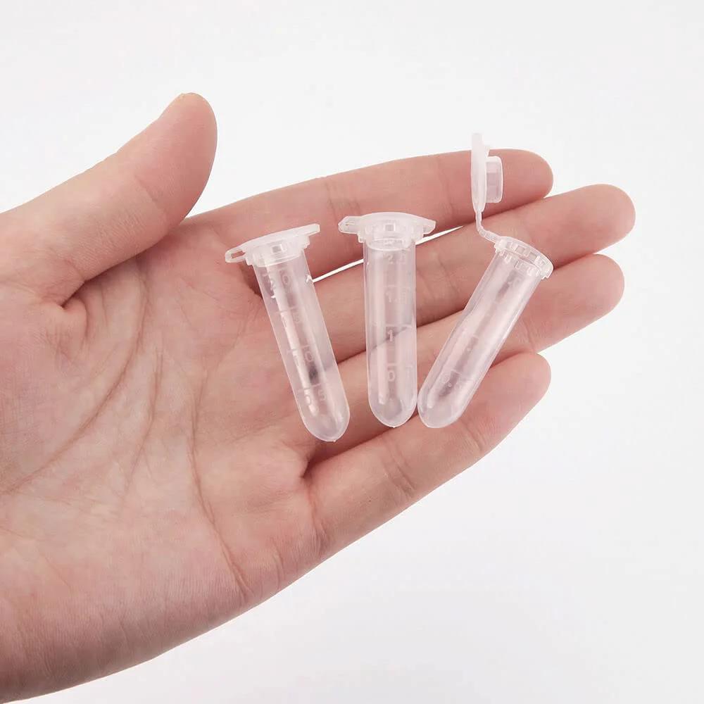 2ml Microcentrifuge Tubes With Caps 100 Pack EO Sterilized Plastic Vials For Safe Sample Storage Leakage Proof No Pyrogen DNase RNase Free Virgin PP Material With Clear 0.25ml Scale