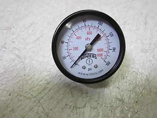 Economy 2 Inch Dial Pressure Gauge For General Utility Applications Winters Brass Wetted Parts Steel Case Dual Scale 0-160 Psi KPa