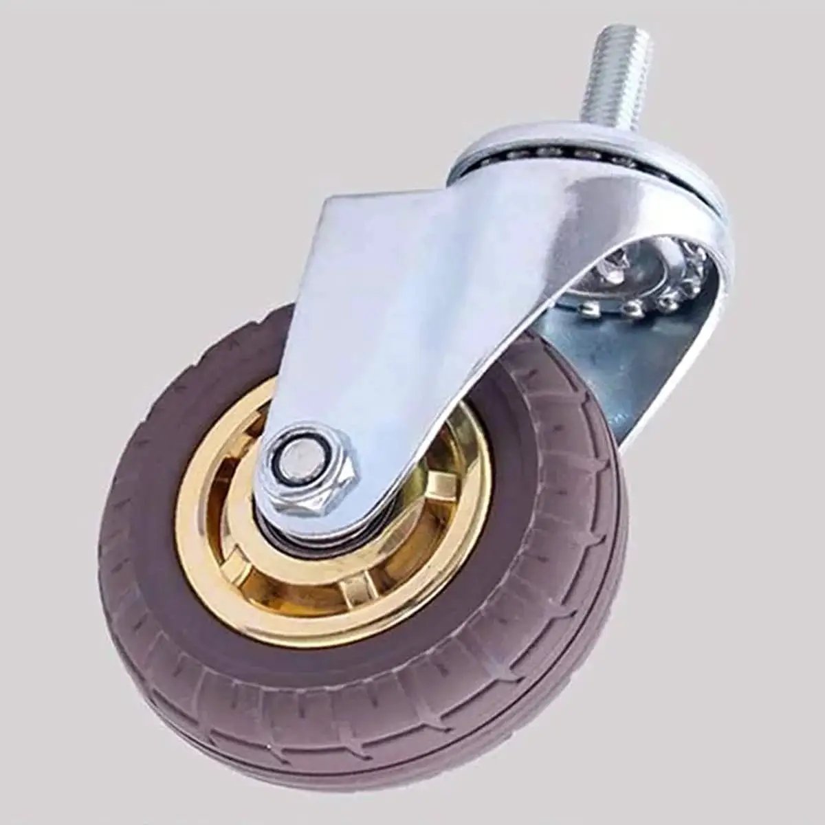 Heavy Duty M12 Stem Pneumatic Rubber Silent Swivel Casters Set Of 4 For Cart Trolley With Thick Brackets And Wear Resistant Foamed Rubber Wheels
