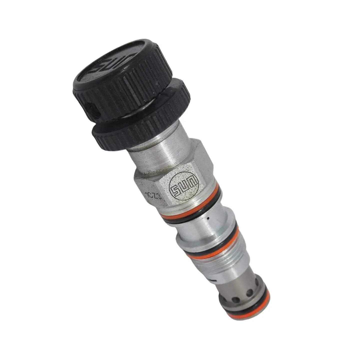 Control Valve PBDBKBN for Sun Hydraulics Systems Replacement Part Designed by DUCRES in silver with black knob