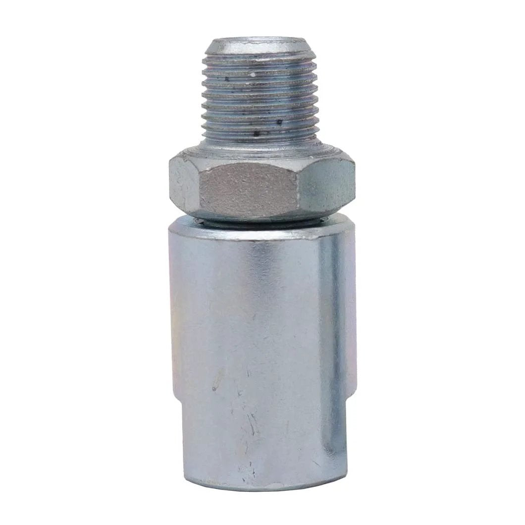 Heavy Duty One Eighth Inch NPT In Line Grease Hose Swivel For Any Manual Grease Gun Fits All Brands Rated Up To Ten Thousand PSI And Just One Point Five Inches Long With Strong Lateral Force Resistance For Tight Spaces