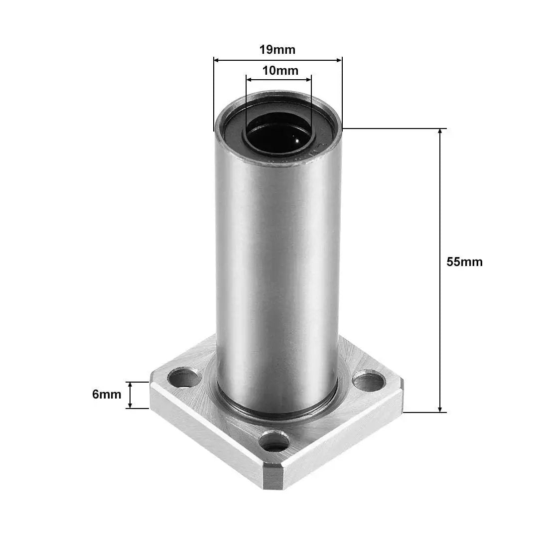Extra Long Square Flange Linear Bearing Bushing LMK10UU 10mm Bore 19mm Outer Diameter 55mm Length Pack of 2 Sealed