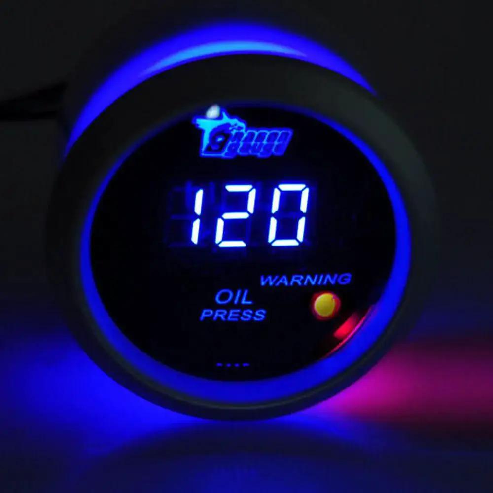 Digital Oil Pressure Gauge For Cars 2 Inch 52mm With Blue LED Display 0 To 120 PSI DC 12V Power Supply Professional Grade