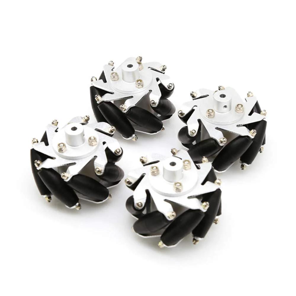60mm Mecanum Wheel Four Pack Omnidirectional Wheel Set With 6mm Hubs For 6mm Motor Shafts Pro Grade Compatible With Arduino Raspberry Pi And STM32 Robots Load Capacity 5 To 10 Kg Includes Driver Code For DIY Projects