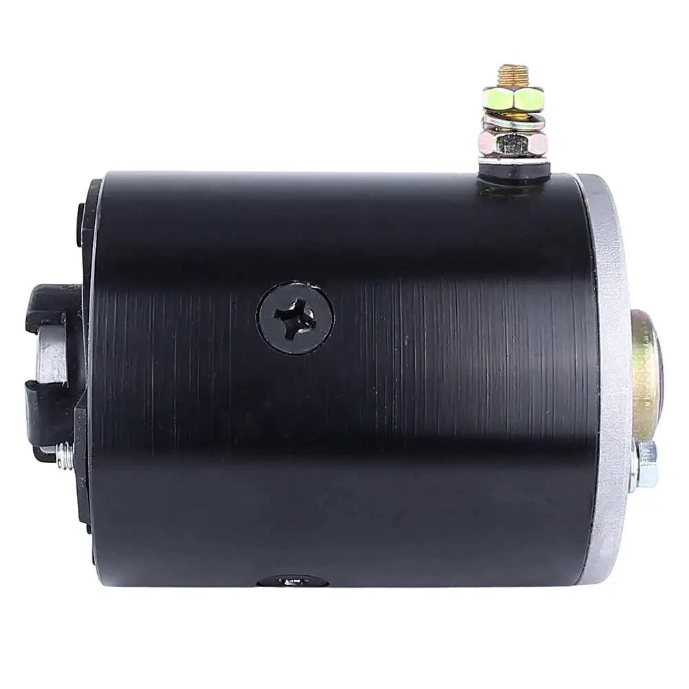 Side view of 12V Hydraulic Pump Motor For RV Levelers Replacement 11-212-440 CCW Shaft with connectors and slotted shaft