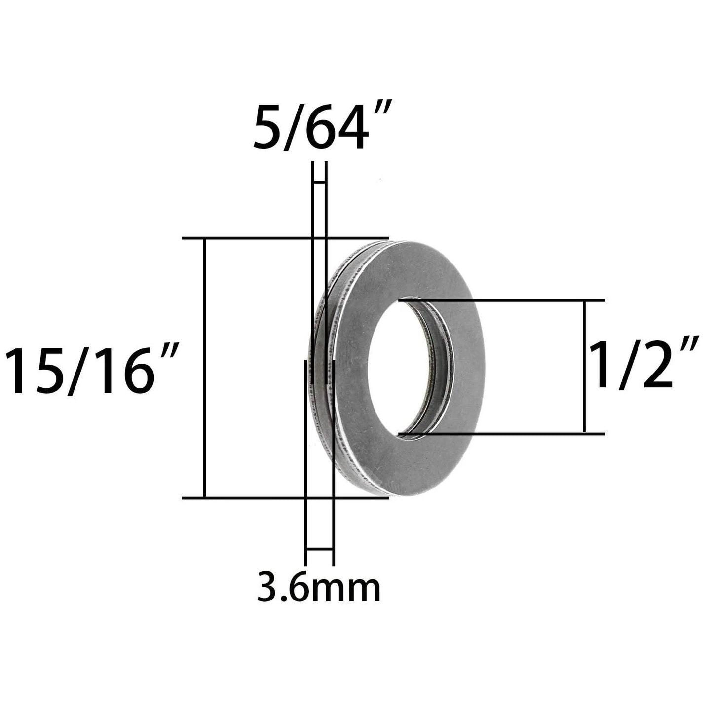 Side view of TC815 Thrust Needle Roller Bearings With TRA815 Washers Two Sets Include Two Bearings And Four Washers For Precision Machinery, dimensions labeled.