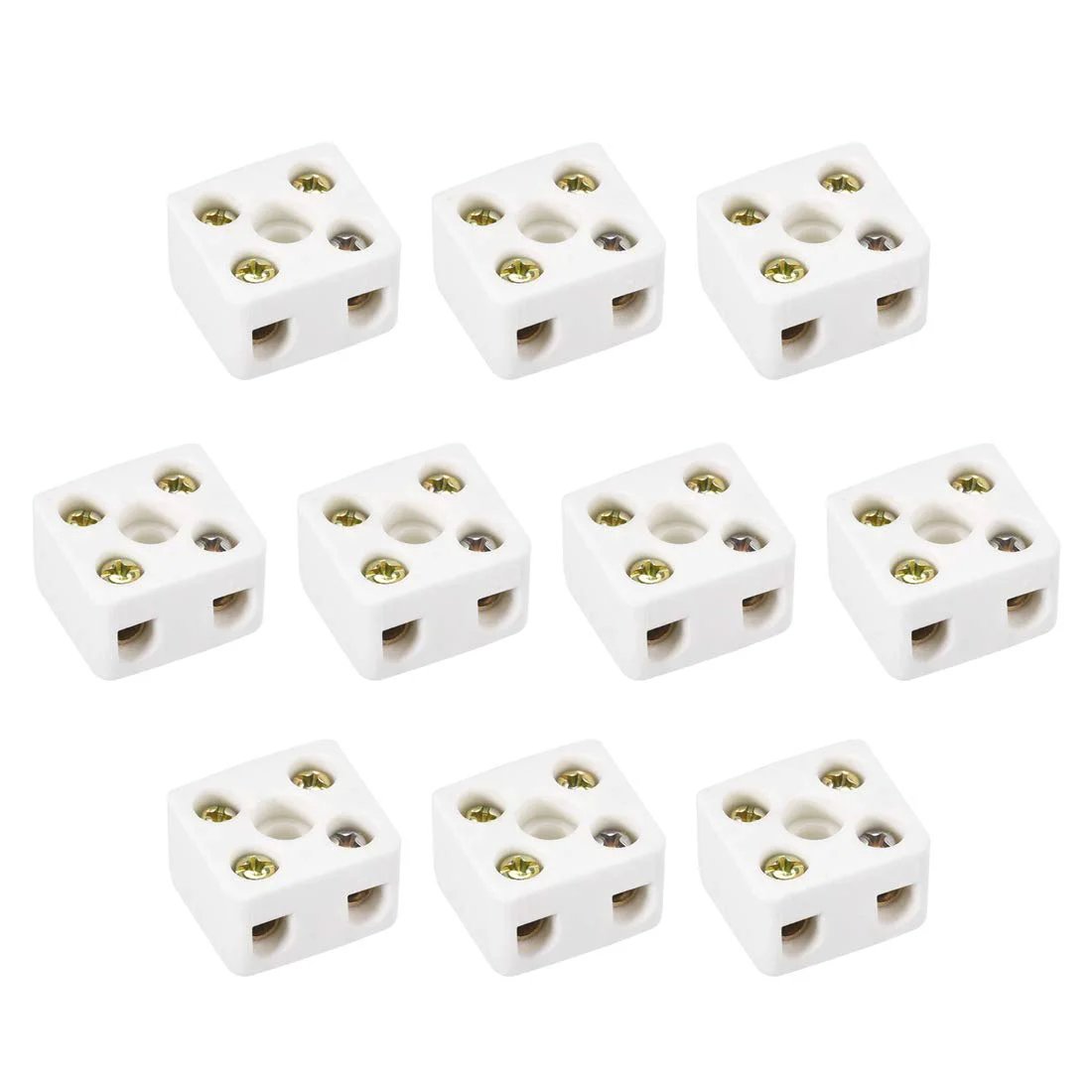 2 Way Ceramic Terminal Block High Temperature Porcelain Connectors For Electrical Wiring And Cable Management 21.5x19.5x14.2mm 380V 25A Screw Terminal Blocks Heat Resistant Durable Ceramic 10 Pack